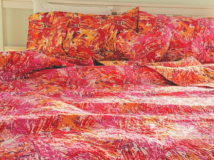 DaDa Bedding Lovely Pop of Colors Lightweight Reversible Quilted Bedspread Set (KBJ1625)