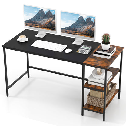 55 Inch Modern Industrial Style Study Writing Desk with 2 Storage Shelves