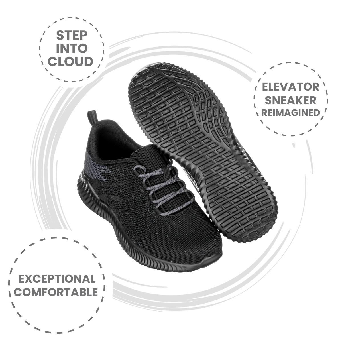 CALTO - Q216 - 2.4 Inches Taller (Black/Grey) - Ultra Lightweight