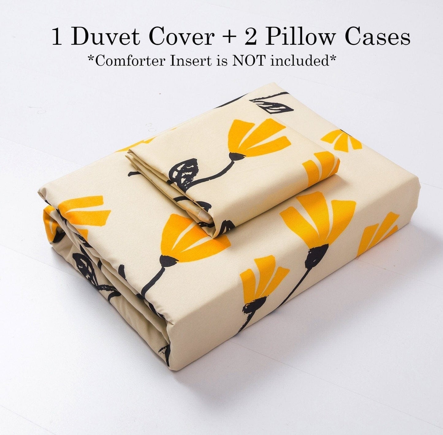 DaDa Bedding Yellow Fleur Floral Duvet Cover Set