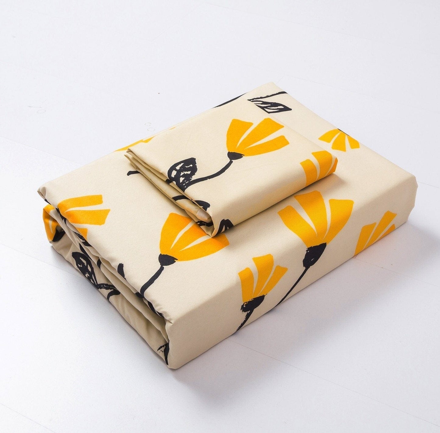 DaDa Bedding Yellow Fleur Floral Duvet Cover Set