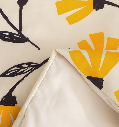 DaDa Bedding Yellow Fleur Duvet Cover, Sheets & Valance Set