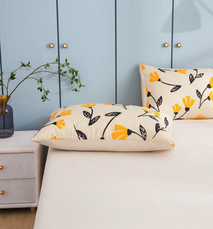 DaDa Bedding Yellow Fleur Duvet Cover, Sheets & Valance Set