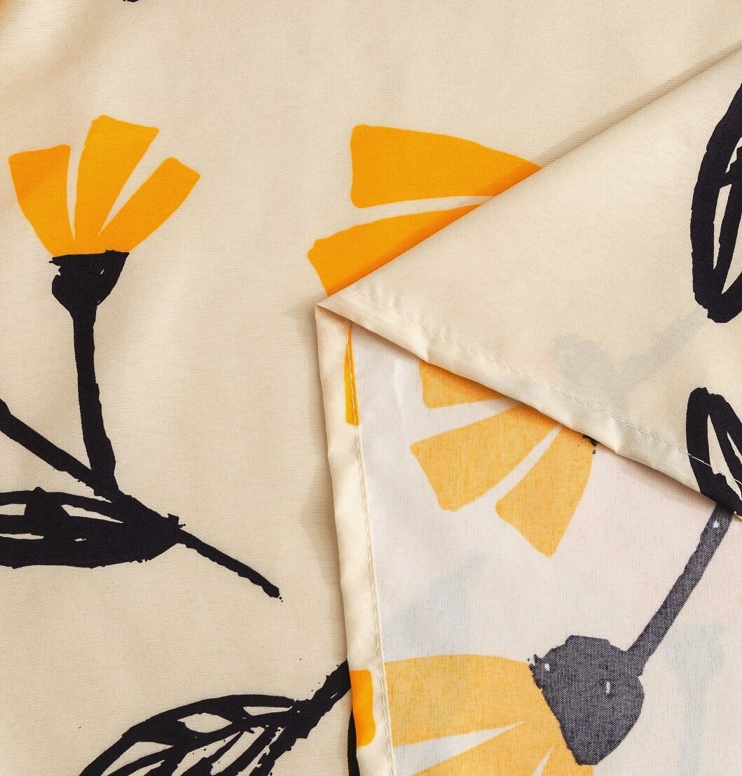 DaDa Bedding Yellow Fleur Floral Fitted and Flat Sheet Set