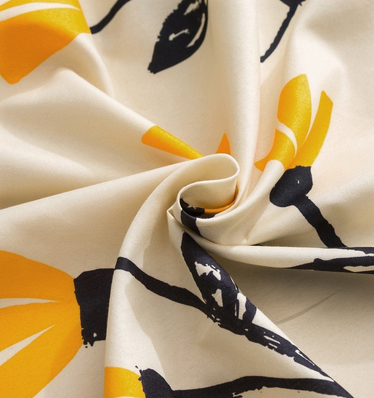 DaDa Bedding Yellow Fleur Floral Fitted and Flat Sheet Set