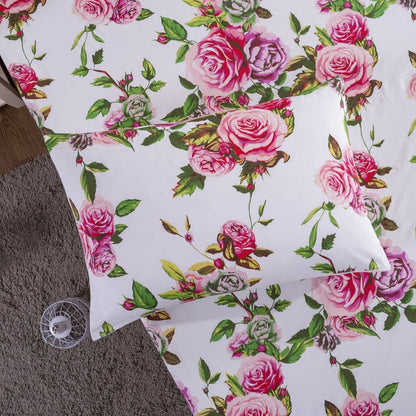 DaDa Bedding Romantic Roses Floral Bed in a Bag Set - Pink Cottage Bedding