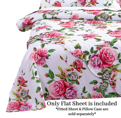DaDa Bedding Pink Romantic Roses Floral Sheet Set