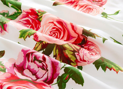 DaDa Bedding Pink Romantic Roses Floral Duvet Cover Set
