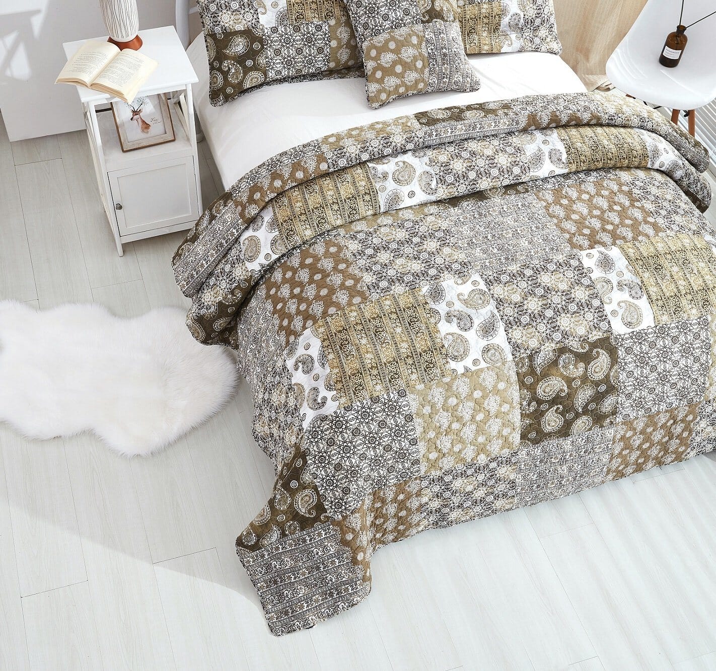 DaDalogy Paisley Dreams Floral Bed in a Bag Set - Olive Brown