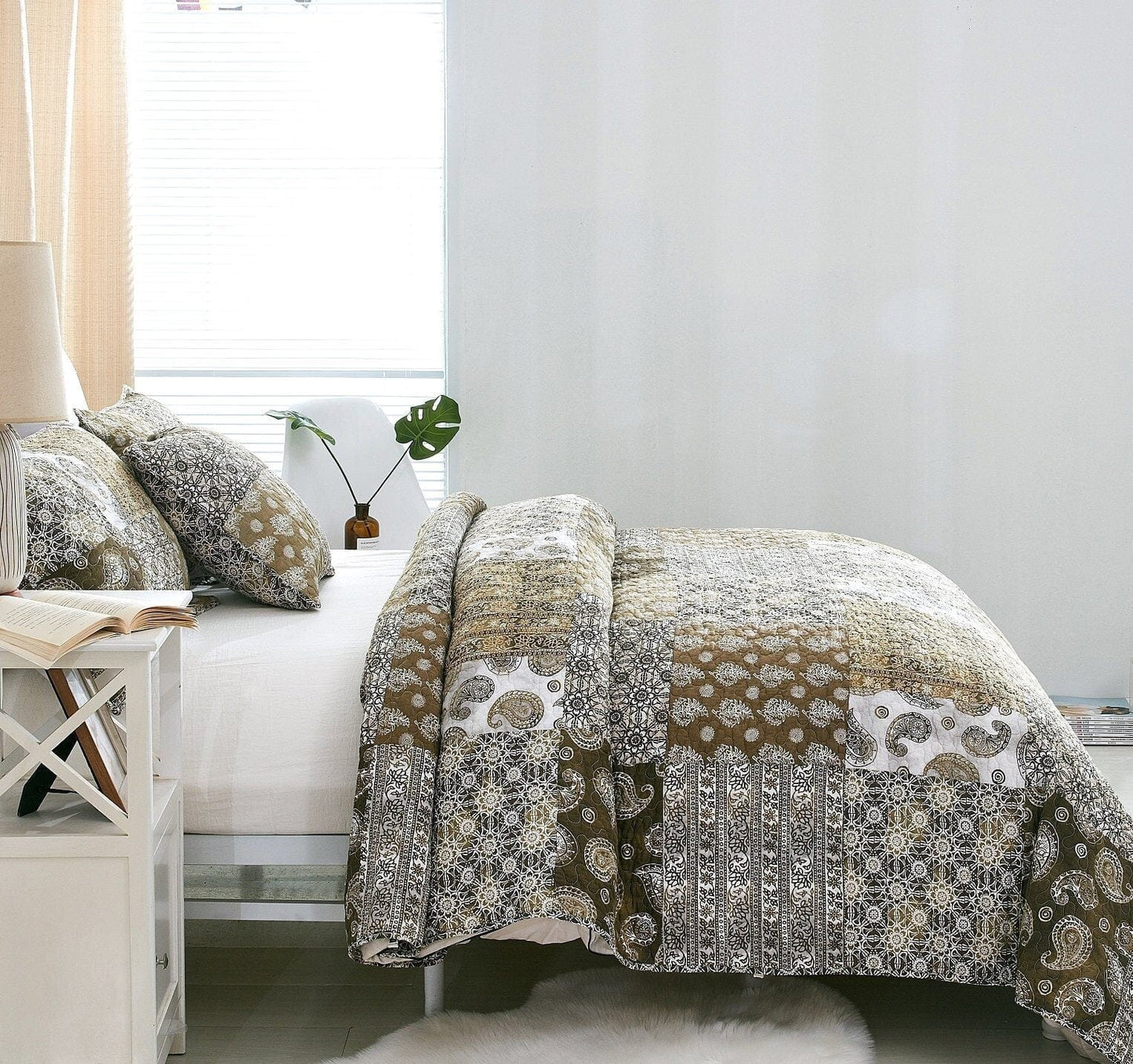 DaDalogy Paisley Dreams Floral Bed in a Bag Set - Olive Brown