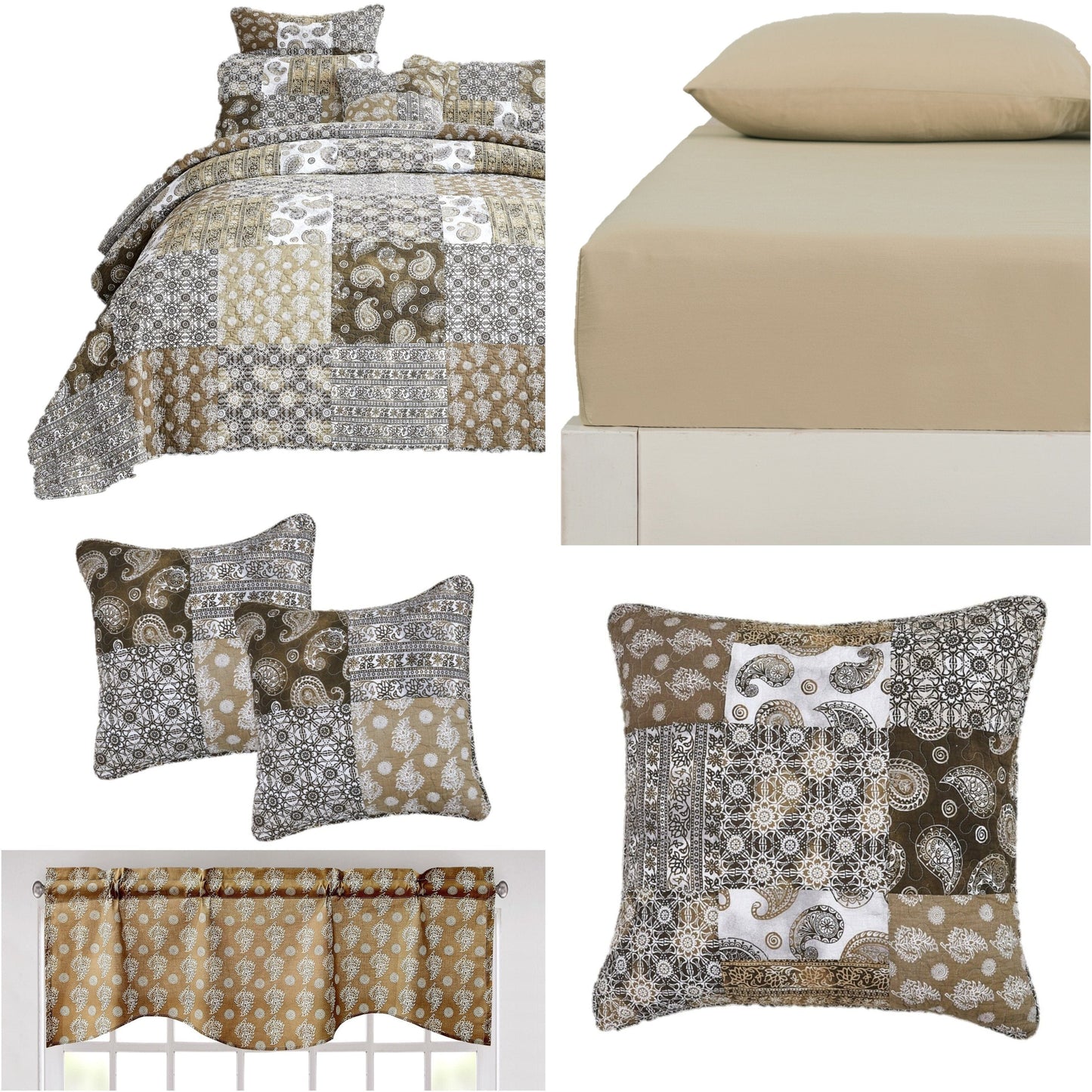 DaDalogy Paisley Dreams Floral Bed in a Bag Set - Olive Brown