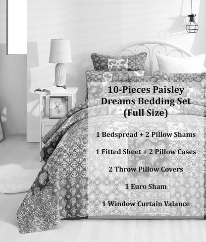 DaDalogy Paisley Dreams Floral Bed in a Bag Set - Olive Brown