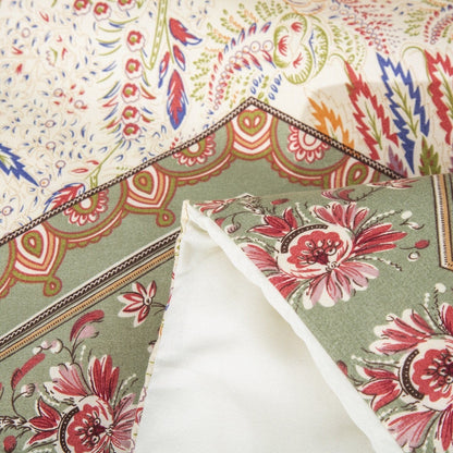 DaDa Bedding Cranberry Sage Floral Chevron Duvet Cover Set