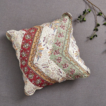 DaDa Bedding Bohemian Cranberry Sage Chevron Floral Euro Pillow Sham Cover, 26" x 26" (JHW924)