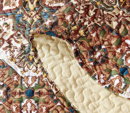 DaDa Bedding Rustic Earthy Cross Motif Folk Ogee Moroccan Scalloped Quilted Bedspread Set (JHW-944)