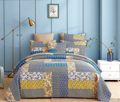DaDa Bedding Honey Cove Floral Paisley Patchwork Quilt Set