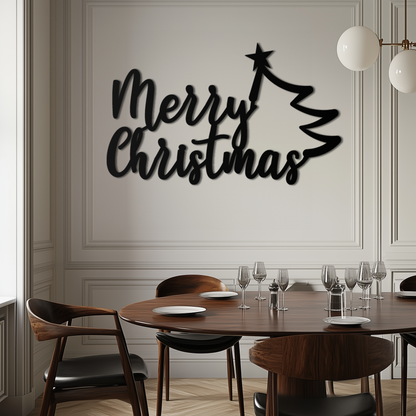 Handcrafted Steel Christmas Tree Wall Art - Holiday Season Accent Home Decor