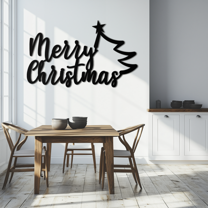 Handcrafted Steel Christmas Tree Wall Art - Holiday Season Accent Home Decor