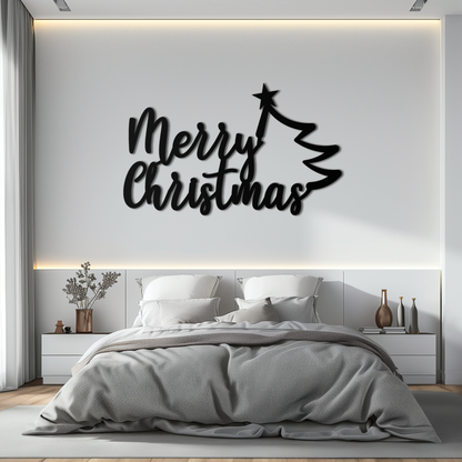 Handcrafted Steel Christmas Tree Wall Art - Holiday Season Accent Home Decor