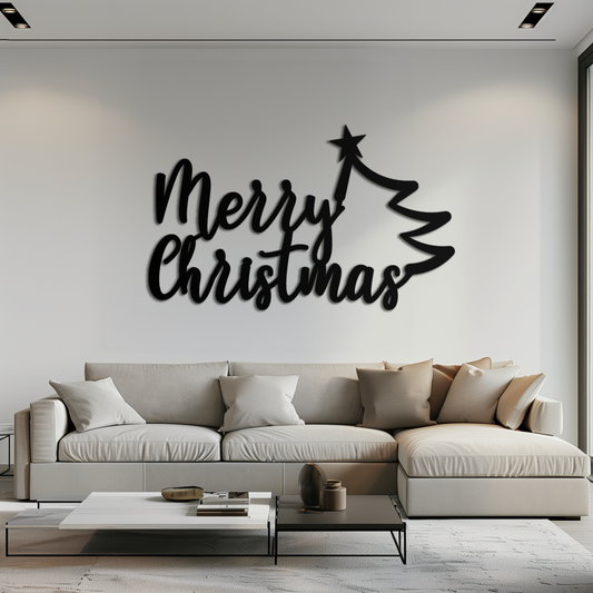 Handcrafted Steel Christmas Tree Wall Art - Holiday Season Accent Home Decor