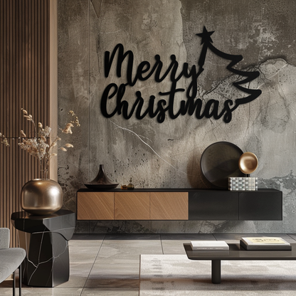 Handcrafted Steel Christmas Tree Wall Art - Holiday Season Accent Home Decor