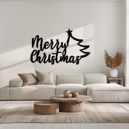 Handcrafted Steel Christmas Tree Wall Art - Holiday Season Accent Home Decor