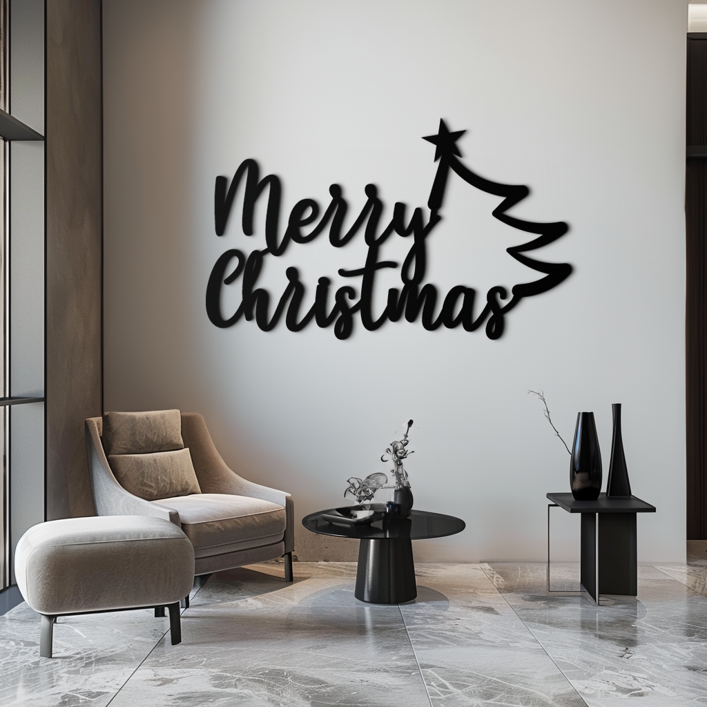 Handcrafted Steel Christmas Tree Wall Art - Holiday Season Accent Home Decor