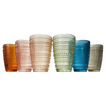 Tonal Hobnail Highball Glassware, Set of 6