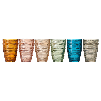 Tonal Hobnail Highball Glassware, Set of 6