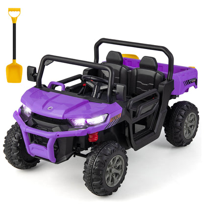 12V 2-Seater Kids Ride On Dump Truck with Dump Bed and Shovel