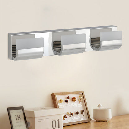 LED Bathroom Vanity Light | 3/4/5/6-Light Chrome Stainless Steel Wall Sconce with Acrylic Shade — Over Mirror, Moisture-Proof