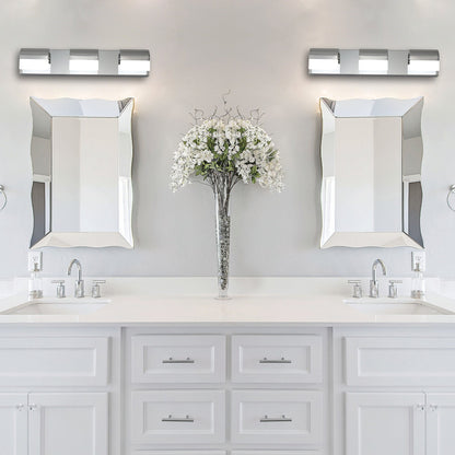 LED Bathroom Vanity Light | 3/4/5/6-Light Chrome Stainless Steel Wall Sconce with Acrylic Shade — Over Mirror, Moisture-Proof
