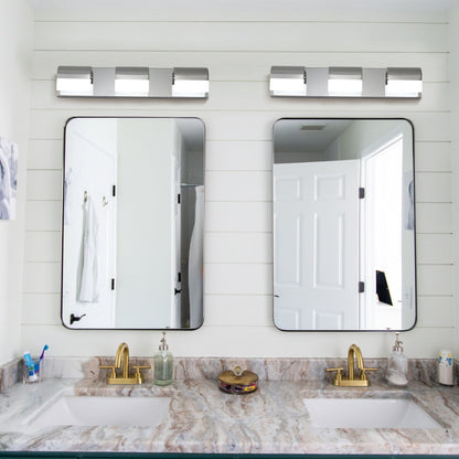 LED Bathroom Vanity Light | 3/4/5/6-Light Chrome Stainless Steel Wall Sconce with Acrylic Shade — Over Mirror, Moisture-Proof