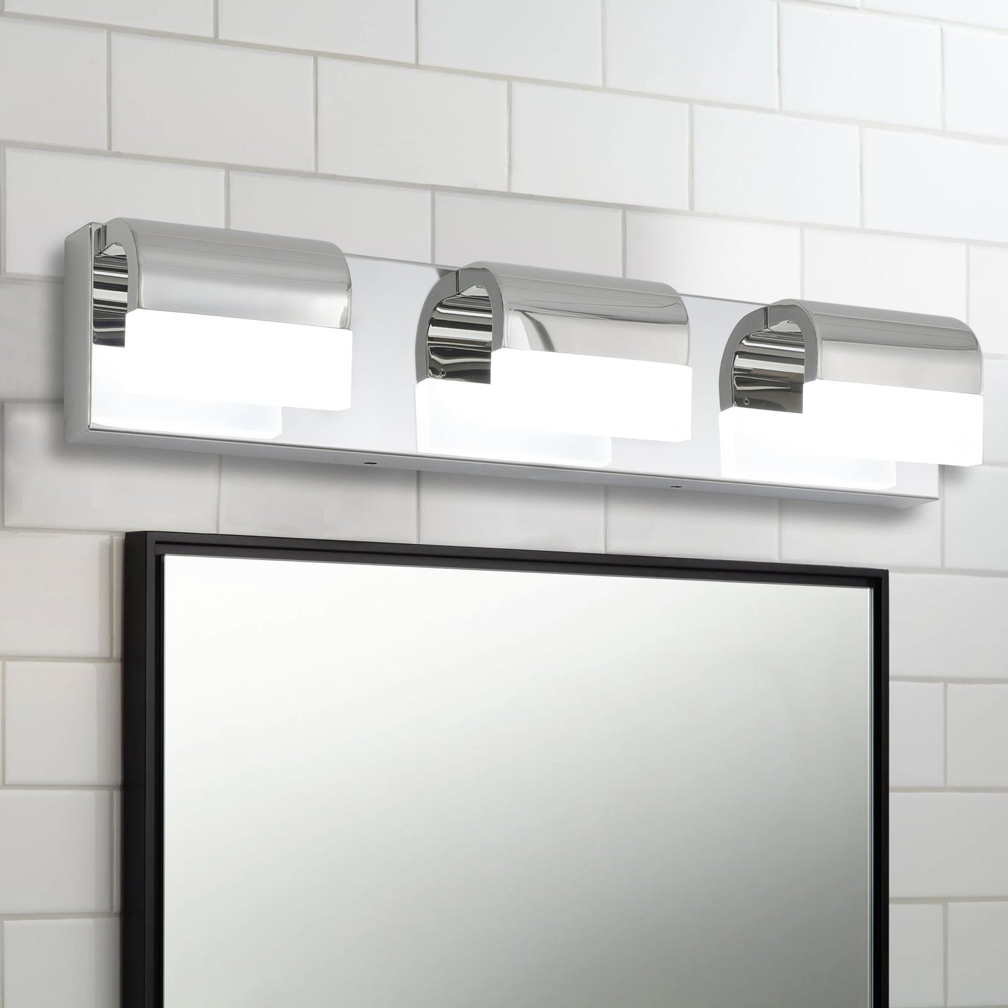 LED Bathroom Vanity Light | 3/4/5/6-Light Chrome Stainless Steel Wall Sconce with Acrylic Shade — Over Mirror, Moisture-Proof