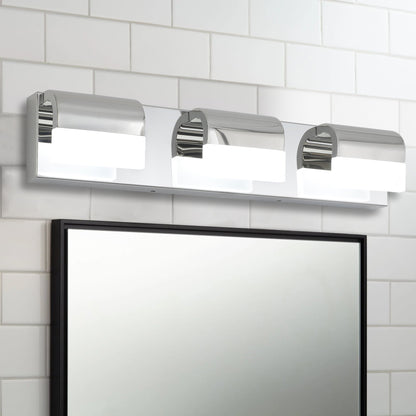 LED Bathroom Vanity Light | 3/4/5/6-Light Chrome Stainless Steel Wall Sconce with Acrylic Shade — Over Mirror, Moisture-Proof