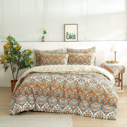 DaDalogy Coral Teal Floral Paisley Duvet Cover Set