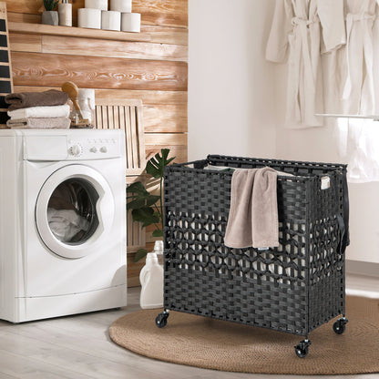 2-Section Laundry Hamper with Removable Bags, 110L