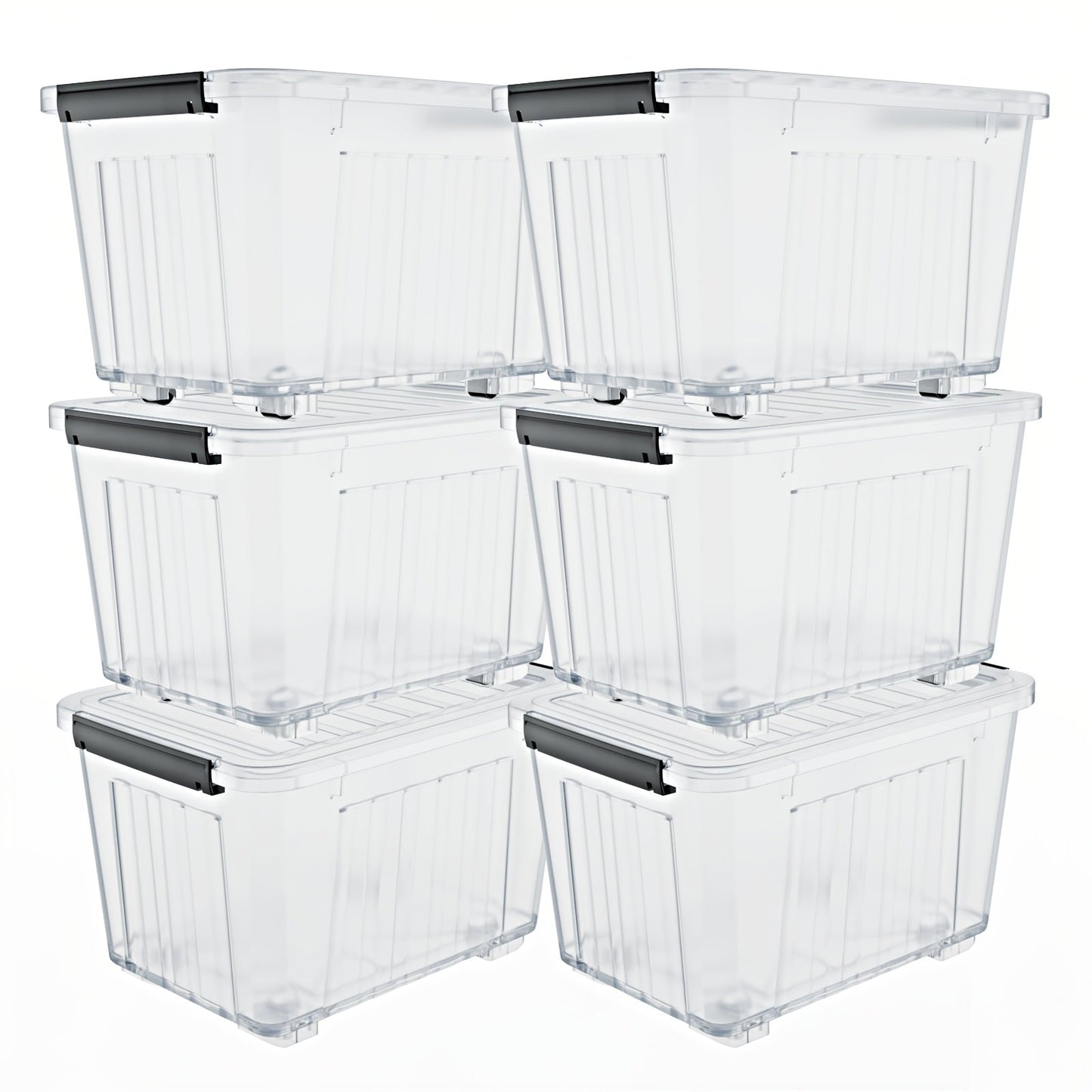 72/97QT Storage Box with Wheels & Lid – Stackable Heavy Duty Organizer 4-6-Pack