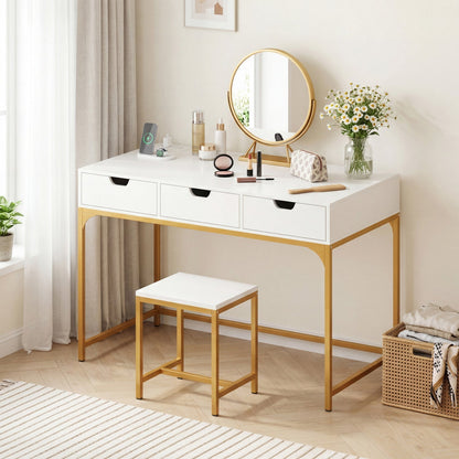 Office Desk with Power Outlets and Hidden Compartment for Study