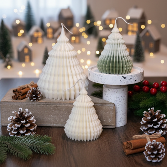 Origami Christmas Tree Candles for Festive Holiday Decor