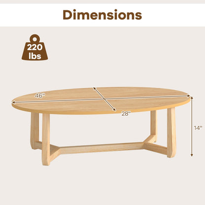 Oval Coffee Table 46 Inches Wooden Accent Table with Thickened Top
