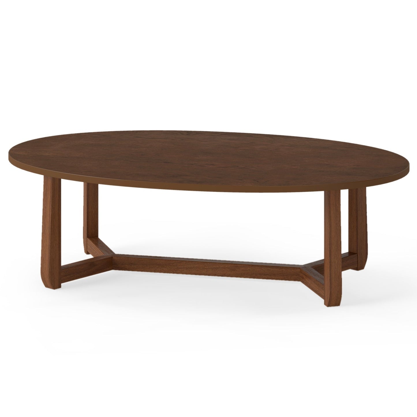 Oval Coffee Table 46 Inches Wooden Accent Table with Thickened Top