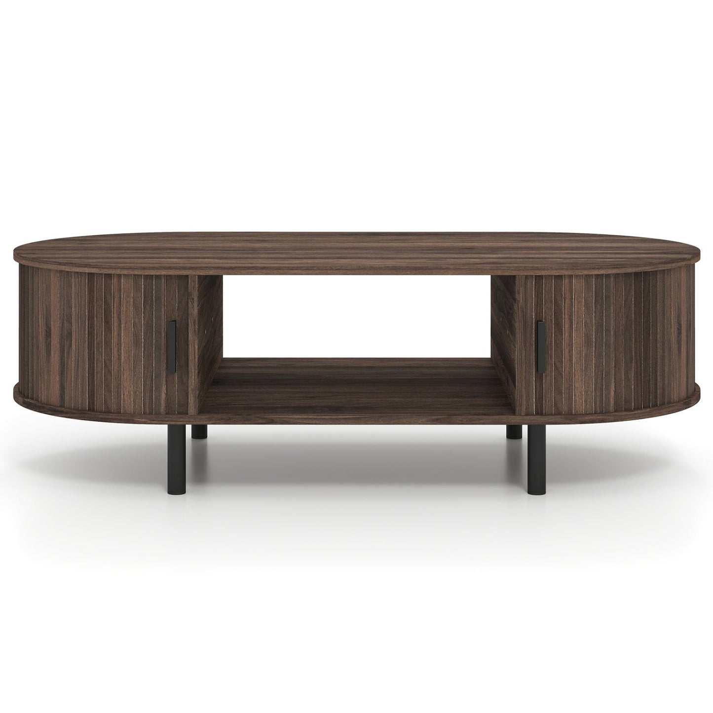 Oval Coffee Table 47.5inch Wooden Center Table with Storage