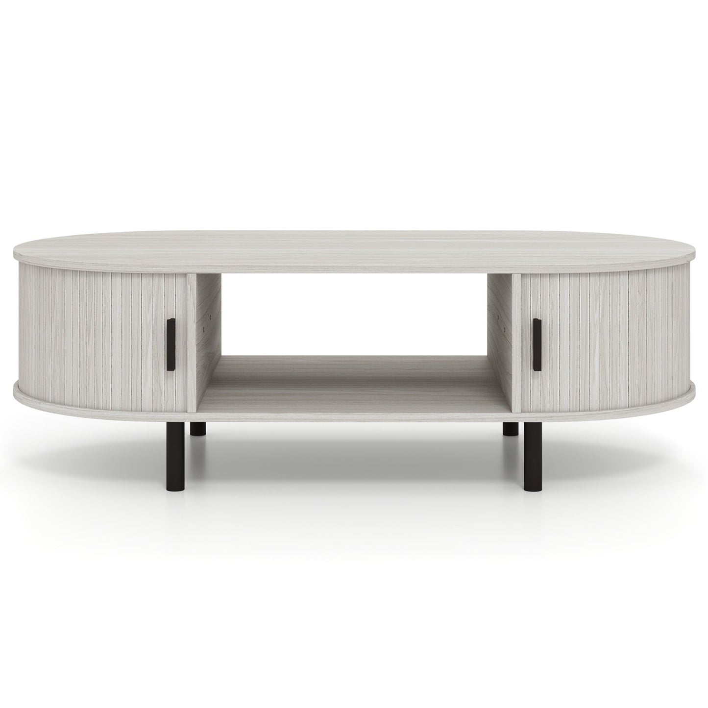 Oval Coffee Table 47.5inch Wooden Center Table with Storage