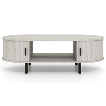 Oval Coffee Table 47.5inch Wooden Center Table with Storage