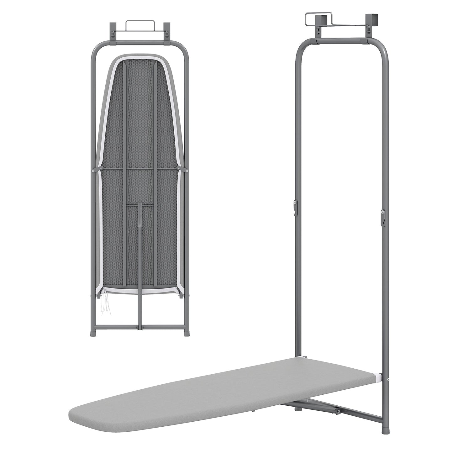 Over the Door Ironing Board Space-Saving Metal Hanging Ironing Board-Gray