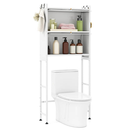 Over-the-toilet Cabinet Bathroom Organizer with 2 Flip-up Cabinets