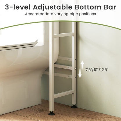 Over-the-toilet Cabinet Bathroom Organizer with 2 Flip-up Cabinets