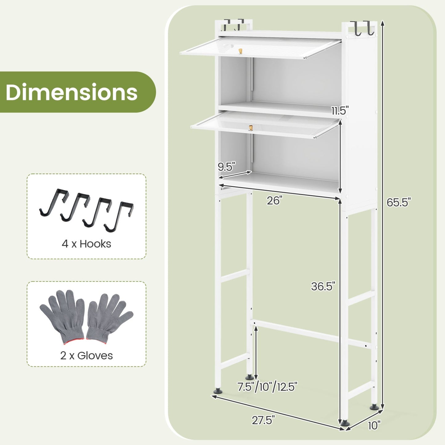 Over-the-toilet Cabinet Bathroom Organizer with 2 Flip-up Cabinets