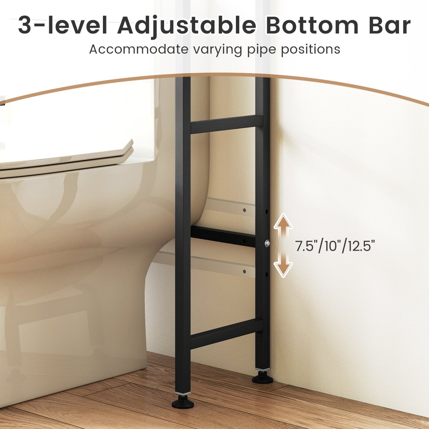 Over-the-toilet Cabinet Bathroom Organizer with 2 Flip-up Cabinets